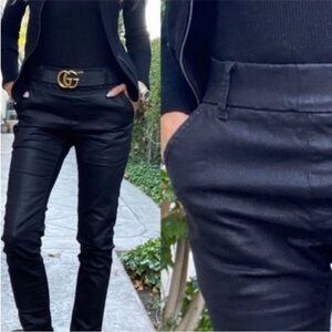 Bevy Flog Dafna Style Pants Black Pinstripe Pull On Trouser Sz 27